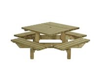 Picknicktafel vierkant 195x195 - Talen buitenmeubelen