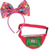 Foute 80s/90s party verkleed set - dames - diadeem en heuptasje - jaren 80/90 verkleed accessoires - thumbnail