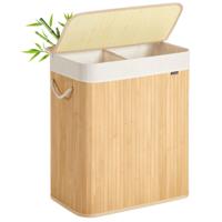 Bamboe wasmand met deksel en afneembare waszak opvouwbaar, Natuurlijk / 100 L