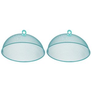 2x Vliegenkappen aqua groen voor voedsel 35 cm