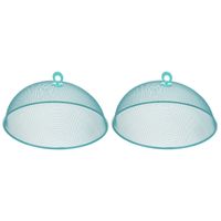 2x Vliegenkappen aqua groen voor voedsel 35 cm