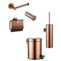Fortifura Calvi toiletset 5-delig - toiletrolhouder - reserverolhouder - toiletborstelhouder - handdoekhaak - pedaalemmer - Geborsteld koper PVD SW1183148/SW970050/SW1111546/SW1211593/SW1111581