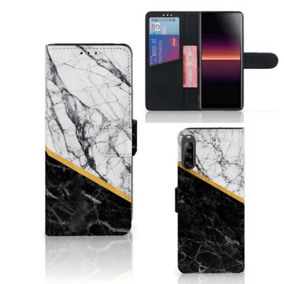 Sony Xperia L4 | Bookcase | Marmer Wit Zwart - Origineel Cadeau Man