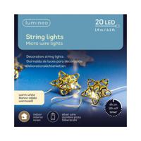 Lumineo Micro LED Decoratie Verlichting 20 Lampjes Met Sterren Metaal Met Timer