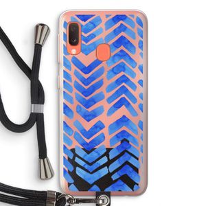 Blauwe pijlen: Samsung Galaxy A20e Transparant Hoesje met koord