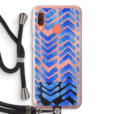Blauwe pijlen: Samsung Galaxy A20e Transparant Hoesje met koord