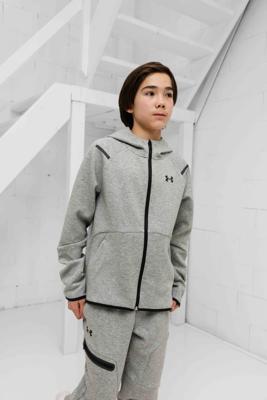 Under Armour Unstoppable Fleece Jack Kids Grijs - Maat 128 - Kleur: Grijs | Soccerfanshop