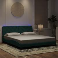 Bedframe met LED zonder matras fluweel donkergroen 180x200 cm