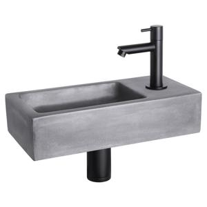 Differnz Ravo fonteinset beton donkergrijs - kraan recht - 38.5 x 18.5 x 9 cm - mat zwart