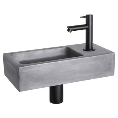 Differnz Ravo fonteinset beton donkergrijs - kraan recht - 38.5 x 18.5 x 9 cm - mat zwart