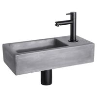 Differnz Ravo fonteinset beton donkergrijs - kraan recht - 38.5 x 18.5 x 9 cm - mat zwart
