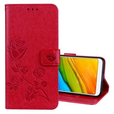 Voor Xiaomi Redmi 5 plus Rose reliëf horizontale Flip milieu PU lederen draagtas met houder & kaartsleuven & portemonnee (rood)