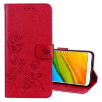 Voor Xiaomi Redmi 5 plus Rose reliëf horizontale Flip milieu PU lederen draagtas met houder & kaartsleuven & portemonnee (rood)