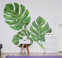 Muursticker woonkamer planten Monstera aquarel bladeren