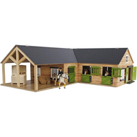 Paardenstal met 3 boxen en berging 1:24 van Kids Globe Paardenstal met 3 boxen en berging 1:24 van Kids Globe