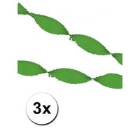 3 groene crepe papier slingers 5 m   -
