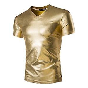 Retro vintage Jaren '80 Metallic T-Shirt Schijf Voor heren Effen Kleur Ronde hals Carnaval Carnaval Prestatie Club T-shirt Lightinthebox