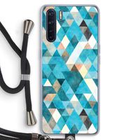 Gekleurde driehoekjes blauw: Oppo A91 Transparant Hoesje met koord