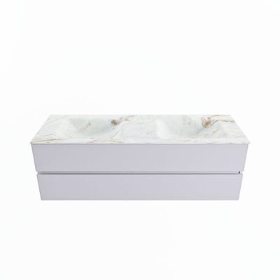 MONDIAZ VICA-DLUX 150cm badmeubel onderkast Cale 2 lades. Inbouw wastafel CLOUD dubbel zonder kraangat, kleur Frappe.