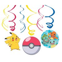6x Pokemon themafeest rotorspiralen hangdecoratie - thumbnail