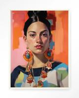 Urban Cotton Wandkleed 'Senorita' 110 x 145cm in Floating Frame - off white