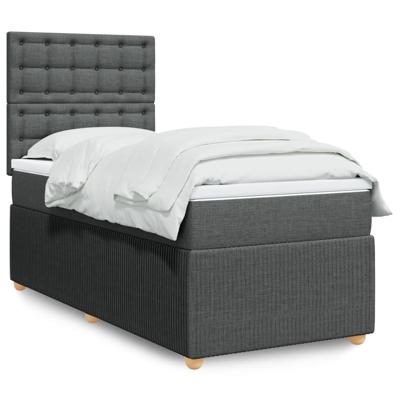 Boxspring met matras stof donkergrijs 90x190 cm