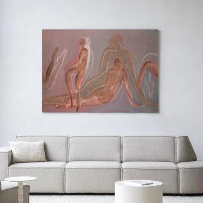 Urban Cotton Wandkleed 'Line Of Action Study' 145 x 190cm in Frame - black