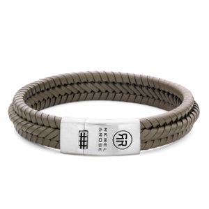 Rebel and Rose RR-L0087-S Armband Twisted 925 Camo leder/zilver 11 mm legergroen M 19,5 cm