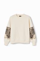 Oversized sweatshirt met borduursel - WHITE - L