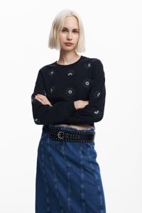 Juwelenbloemen sweatshirt - BLACK - XXL