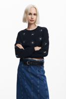 Juwelenbloemen sweatshirt - BLACK - L