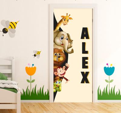 Deur sticker 3d-schattige dieren
