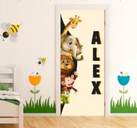 Deur sticker 3d-schattige dieren