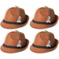 4x Bruine Tiroler hoedjes verkleedaccessoires voor volwassenen