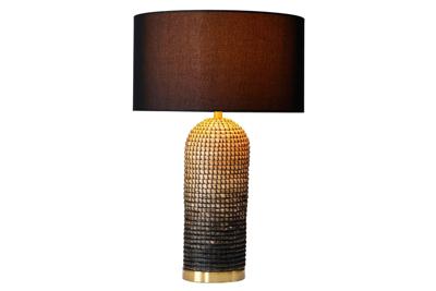 Tafellamp ZEA 60cm gradient zeegras naturel bruin goud met lampenkap ruw linnen zwart - 46651