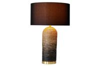 Tafellamp ZEA 60cm gradient zeegras naturel bruin goud met lampenkap ruw linnen zwart - 46651