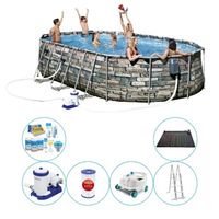 Bestway Power Steel Ovaal STONE SPA JETS 610x366x122 cm - Zwembad Met Accessoires - thumbnail