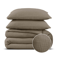 Dekbedovertrek Percale Katoen Mousseline 240x200 Cm Taupe Dreamhouse - Dekbed-Discounter.nl