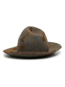 Yohji Yamamoto chapeau à effet usé - Marron