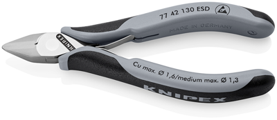 Knipex Elektronica-Zijsnijtangen ESD | 130 mm Lengte | Doorgestoken Scharnier | Meer-Componentengrepen - 77 42 130 ESD