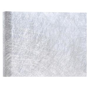 Tafelloper op rol - metallic zilver - 30 x 500 cm - non woven polyester