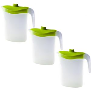 Waterkan/sapkan met afsluitbare deksel in groen - 3x - 1,5 liter - kunststof - 9 x 21 cm