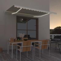 Luifel handmatig uittrekbaar met LED 400x350 cm crèmekleurig