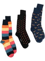 Paul Smith lot de trois paires de chaussettes imprimées - Bleu - thumbnail