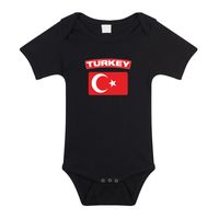 Turkey romper met vlag Turkije zwart voor babys - thumbnail