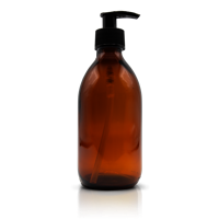 Bruine fles met zwarte dispenserpomp (300ml)