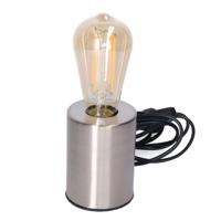 Tafellamp Zilver - metaal- IP20 schakelaar - 7.5 x 7.5 x 10 cm - inclusief LED Retro lamp