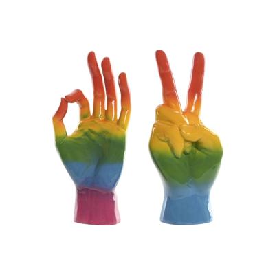 Decoratieve figuren Home ESPRIT Multicolour Hand 16 x 10 x 36 cm (2 Stuks)