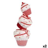 Kerstversiering Krist+ D012131589-1MUL D012131589-1MUL Wit Rood Toren Taart 20 x 50 x 20 cm (2 Stuks)