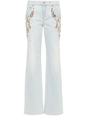 Blumarine jean droit à ornements en cristal - Bleu